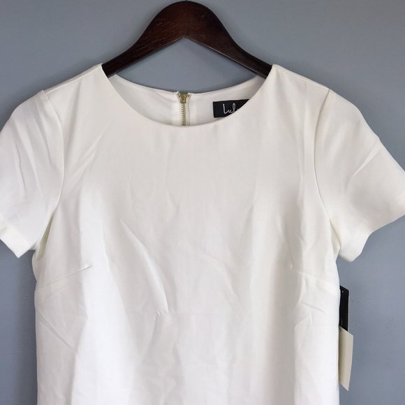 Lulu's Women's Dress XS Extra Small Solid Ivory Short Sleeve Back Zip Up - Picture 2 of 8